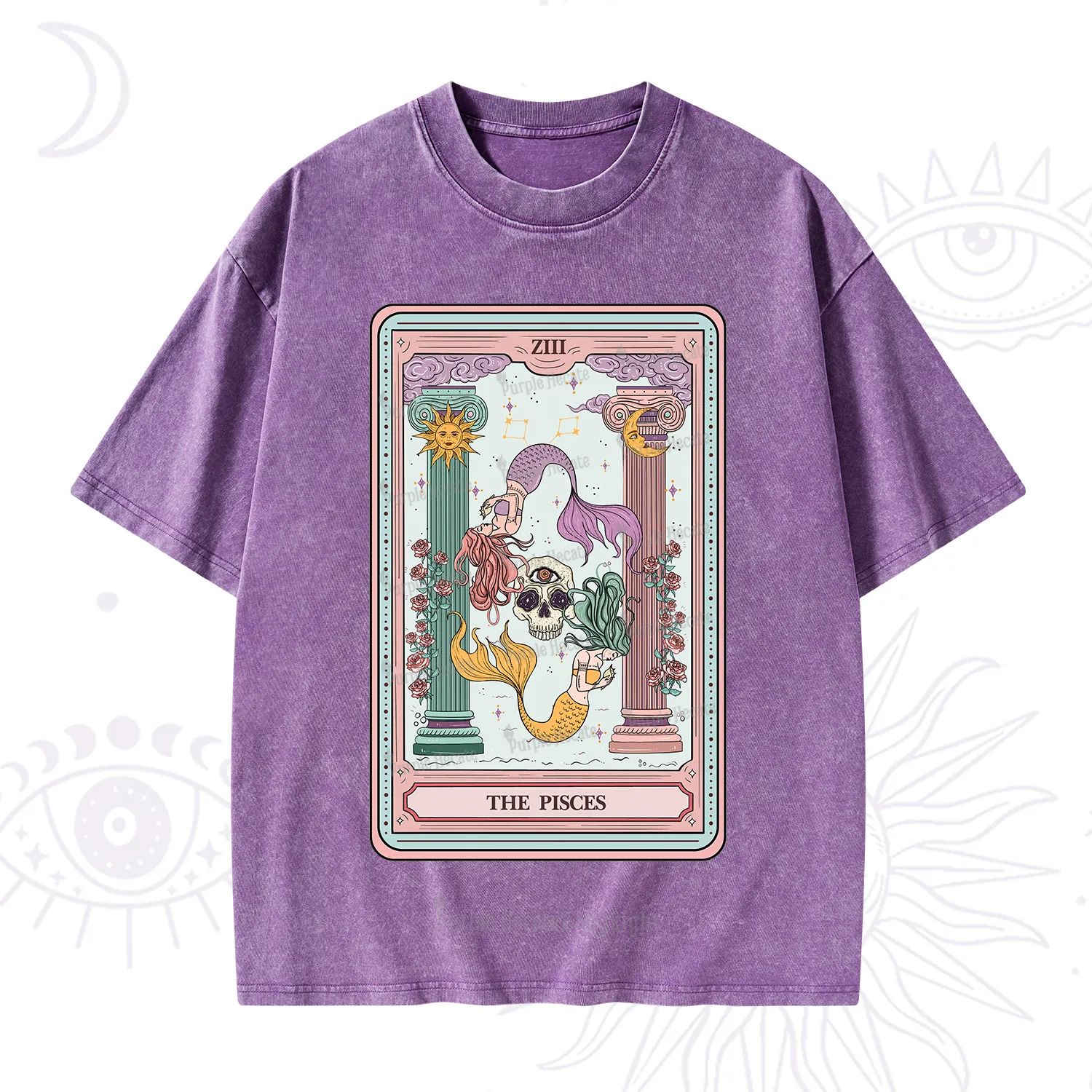 Purplehecate The Pisces Goddess Tarot Washed T-Shirt