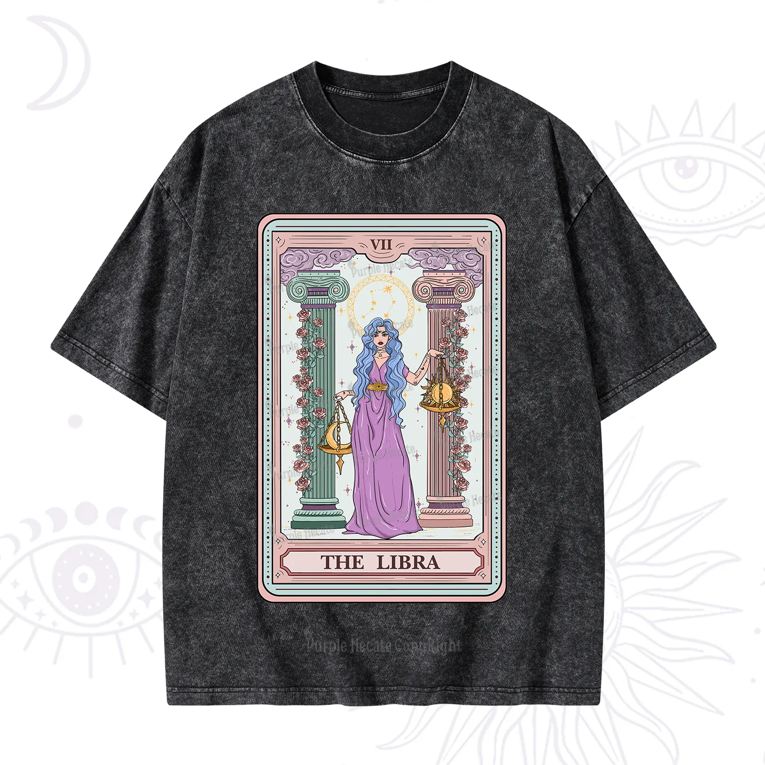 Purplehecate The Libra Goddess Tarot Washed T-Shirt