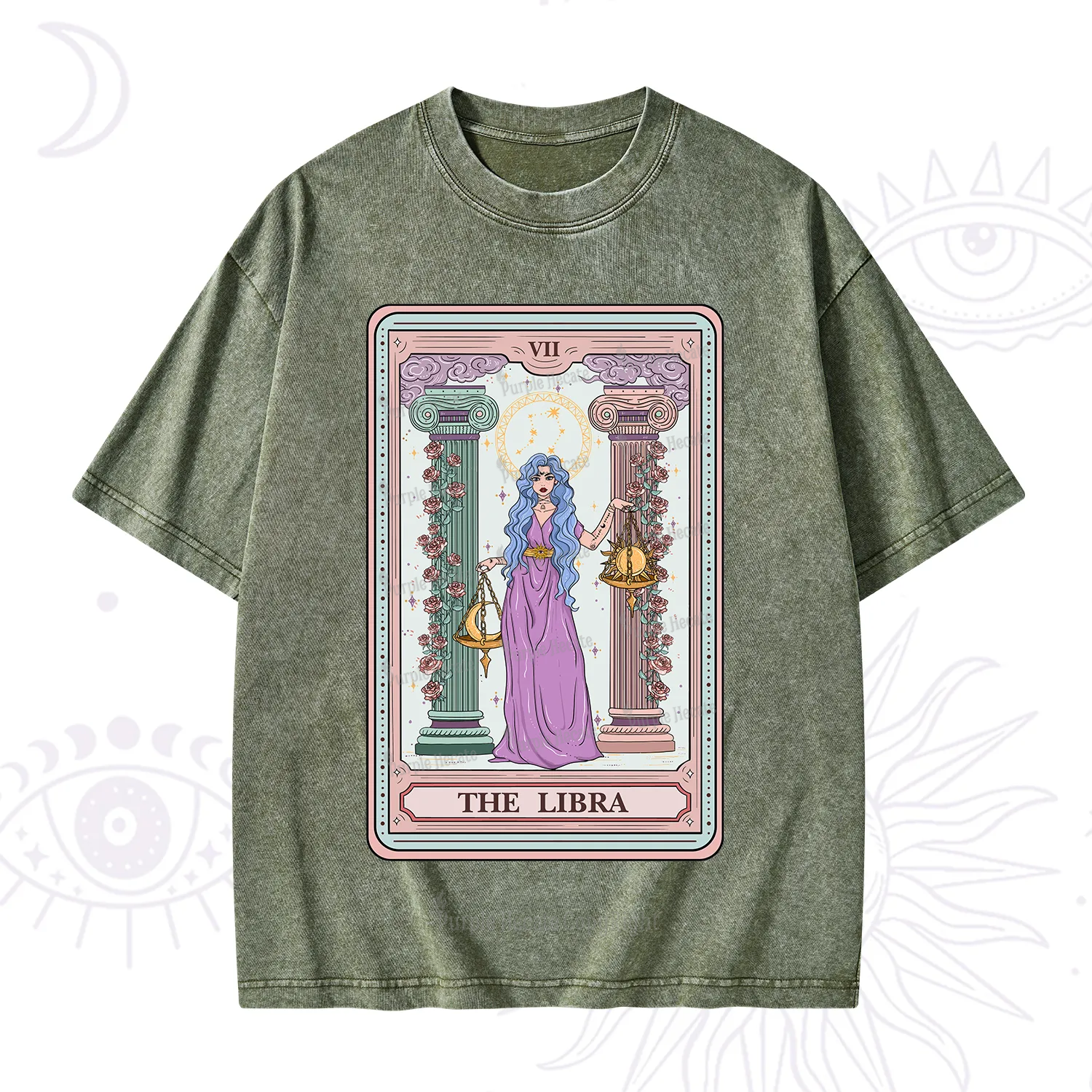 Purplehecate The Libra Goddess Tarot Washed T-Shirt