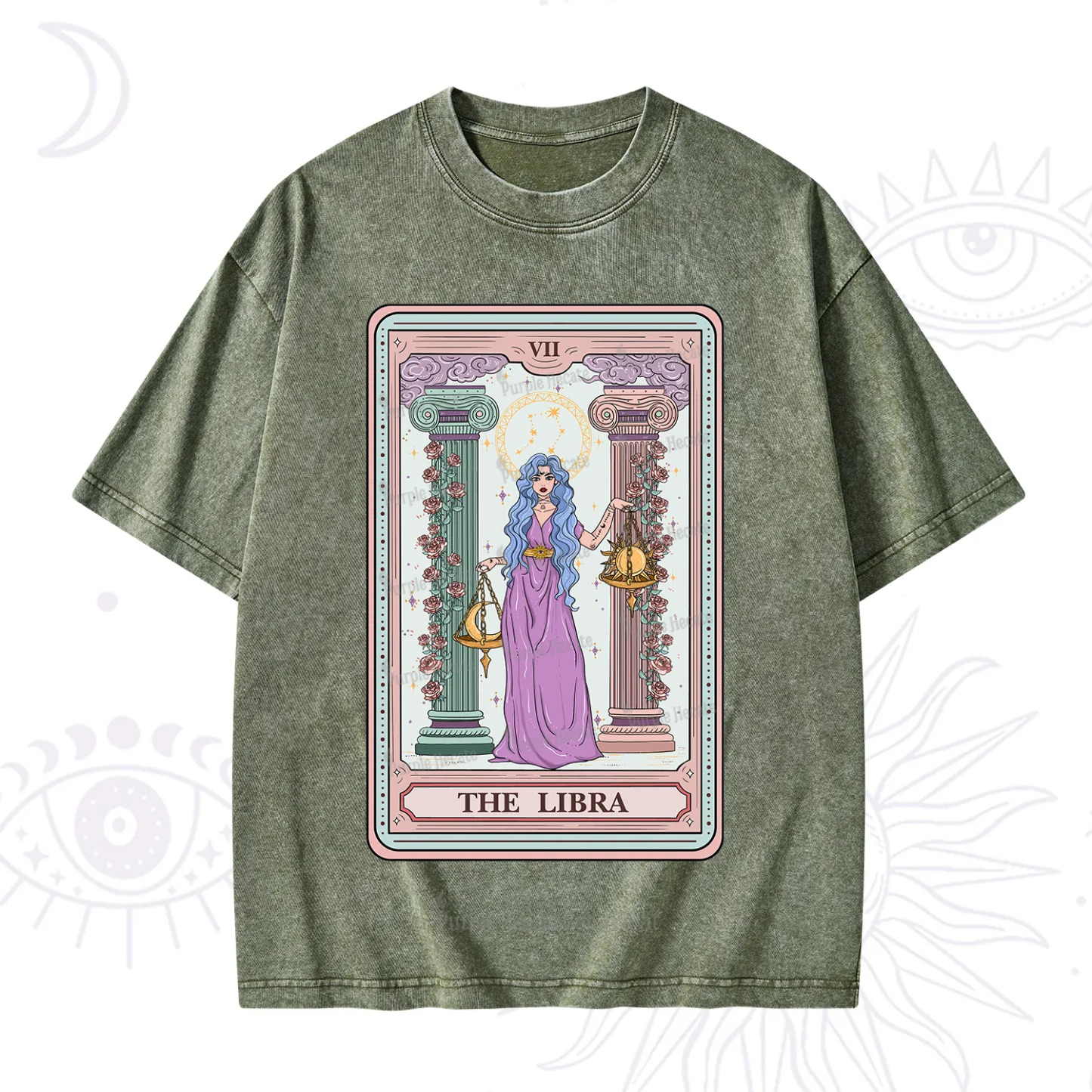 Purplehecate The Libra Goddess Tarot Washed T-Shirt