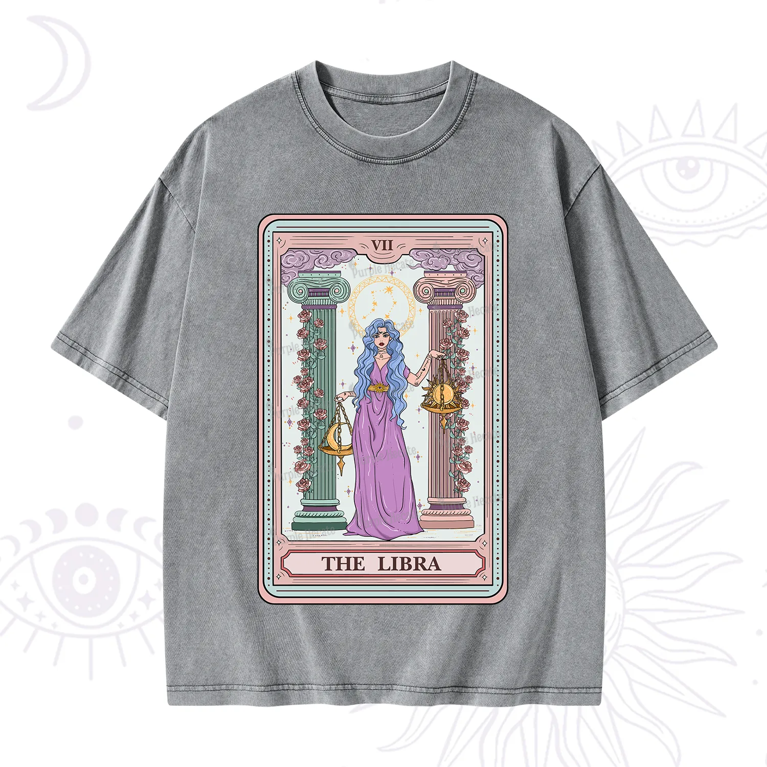 Purplehecate The Libra Goddess Tarot Washed T-Shirt