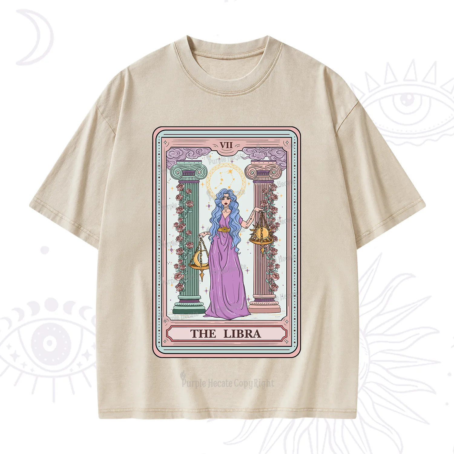 Purplehecate The Libra Goddess Tarot Washed T-Shirt