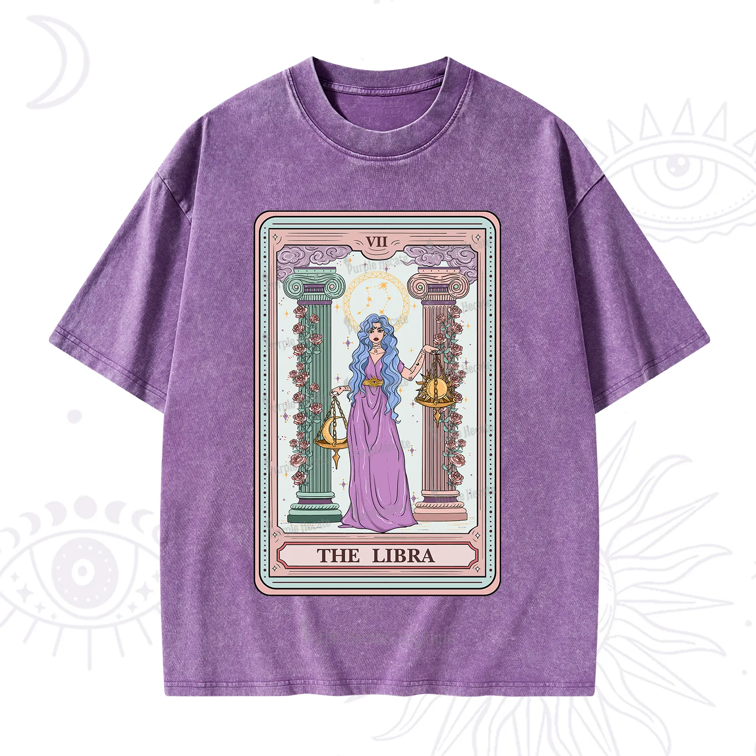Purplehecate The Libra Goddess Tarot Washed T-Shirt