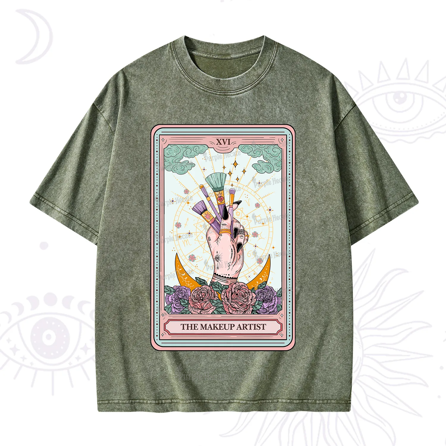 Purplehecate The Makeup Artist Life Tarot Washed T-Shirt