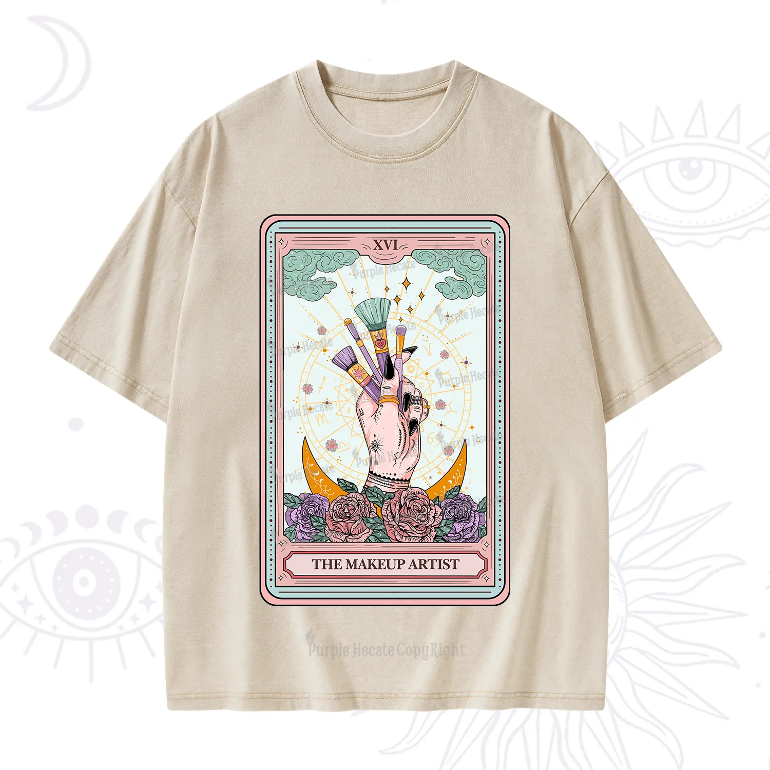 Purplehecate The Makeup Artist Life Tarot Washed T-Shirt