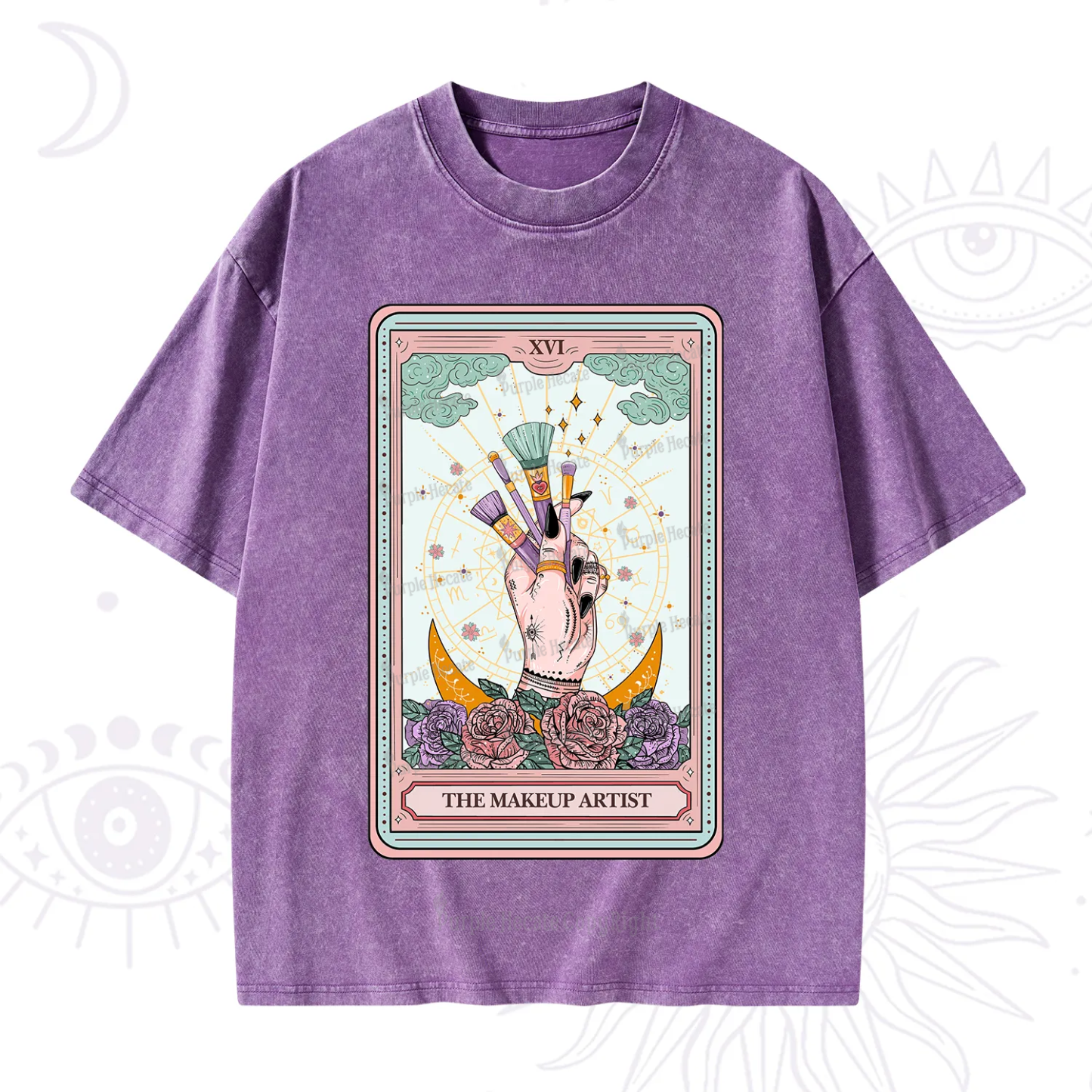 Purplehecate The Makeup Artist Life Tarot Washed T-Shirt