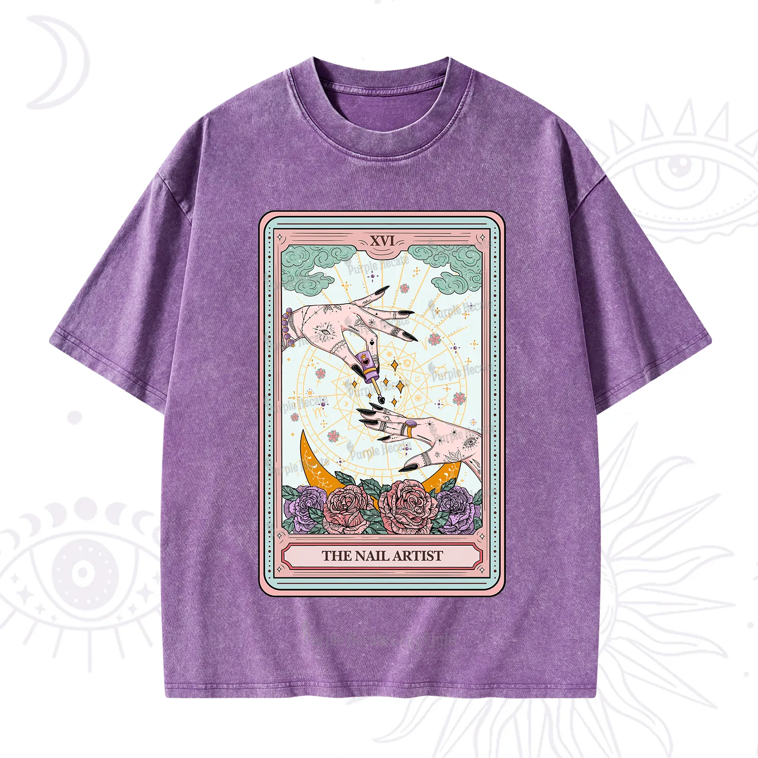 Purplehecate The Nail Artist Tarot Washed T-Shirt