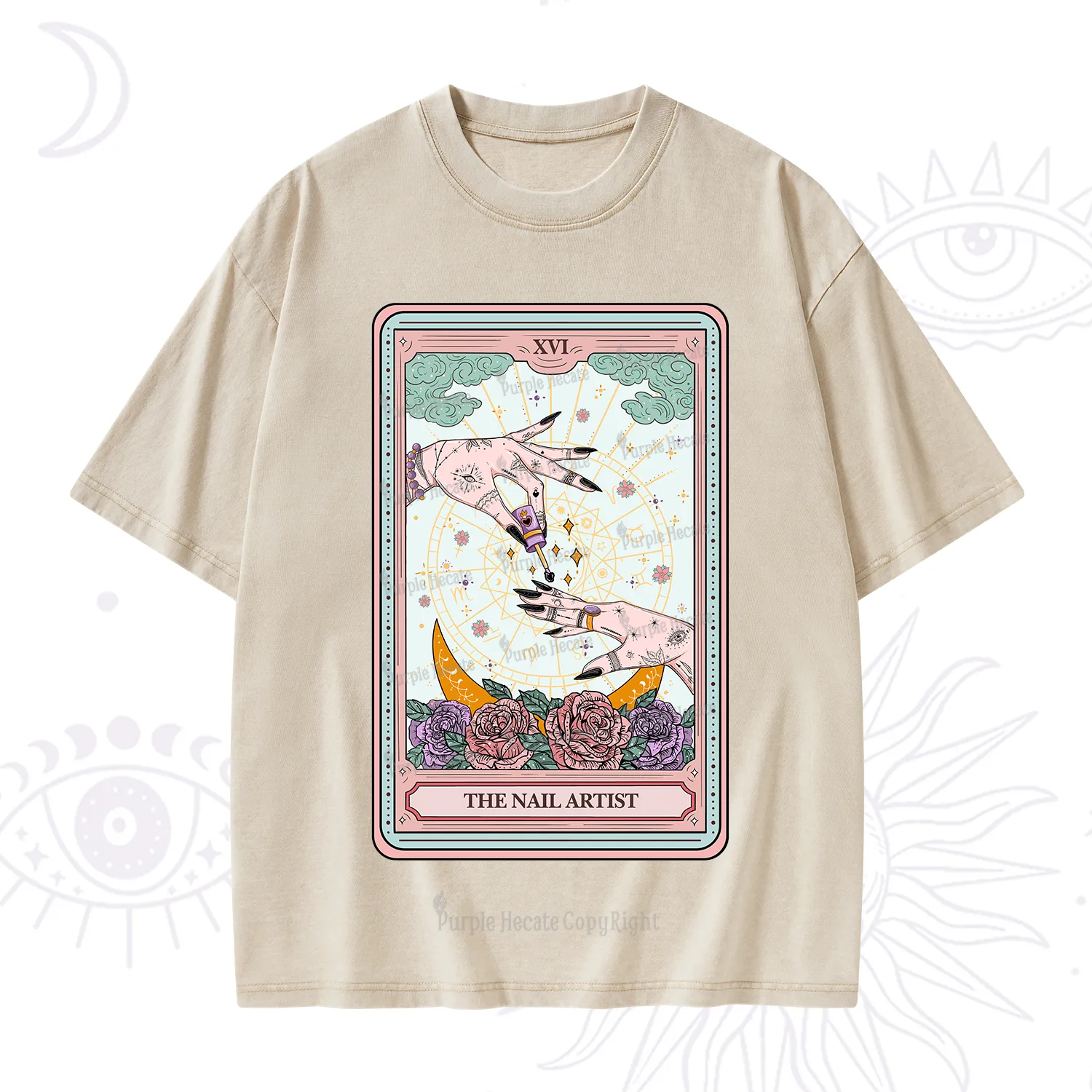 Purplehecate The Nail Artist Tarot Washed T-Shirt