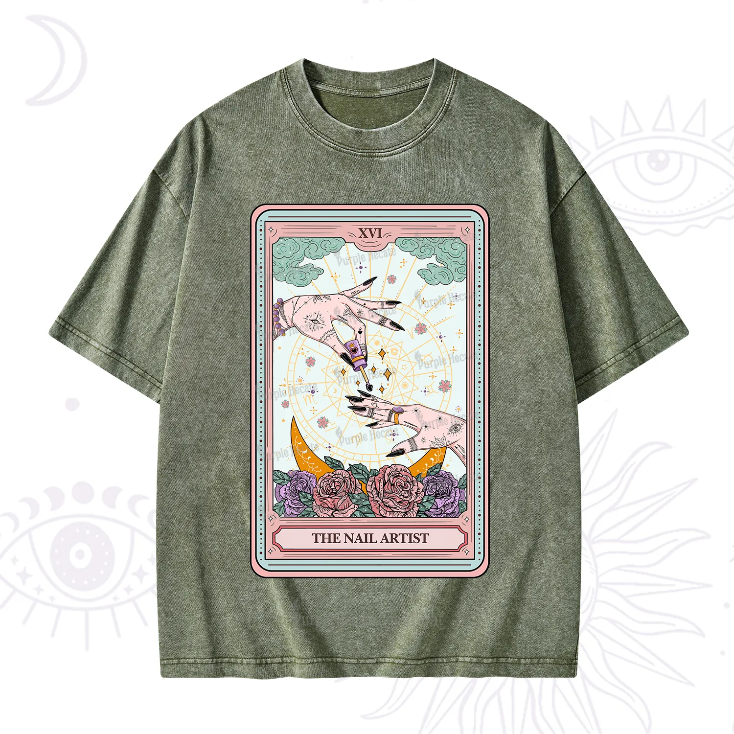 Purplehecate The Nail Artist Tarot Washed T-Shirt