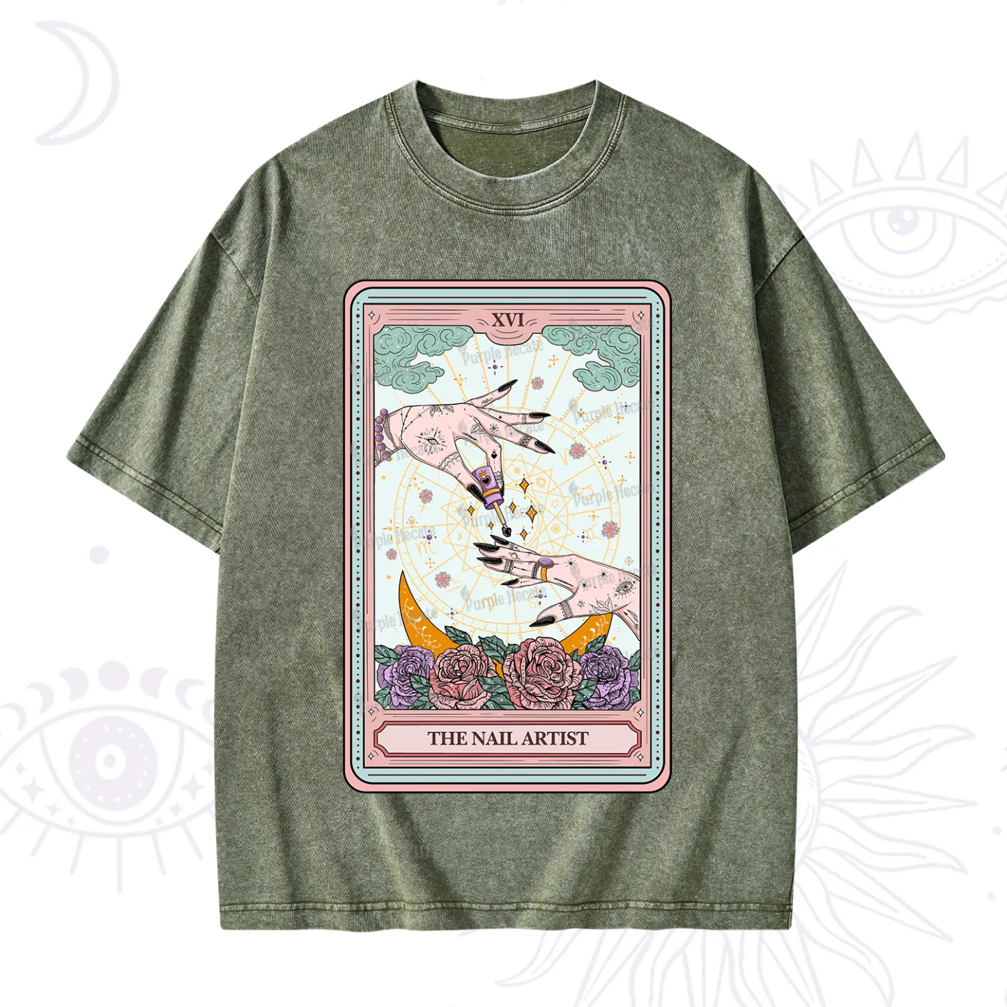 Purplehecate The Nail Artist Tarot Washed T-Shirt