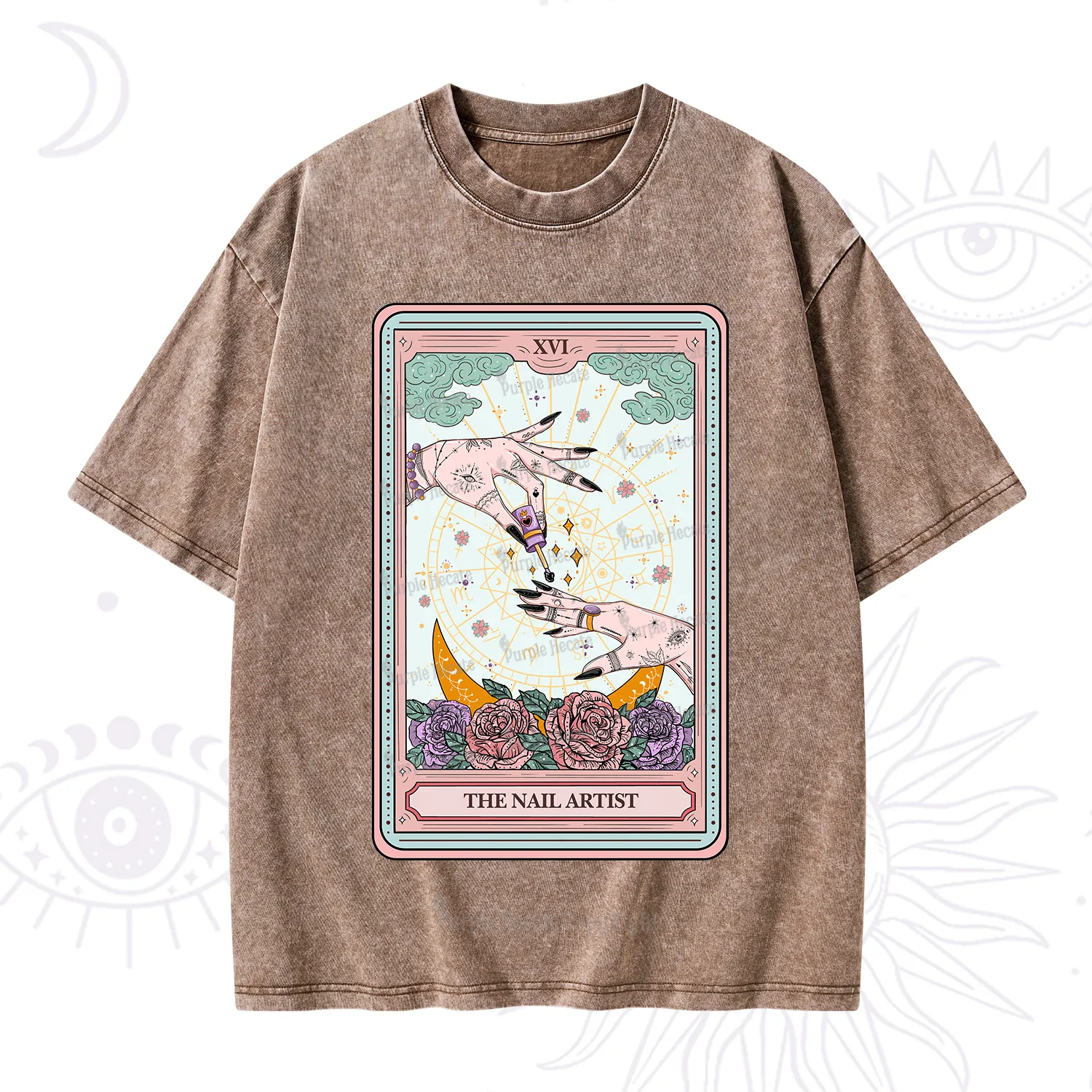Purplehecate The Nail Artist Tarot Washed T-Shirt