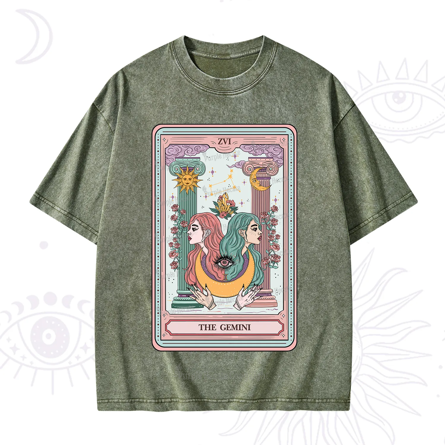 Purplehecate The Gemini Goddess Tarot Washed T-Shirt