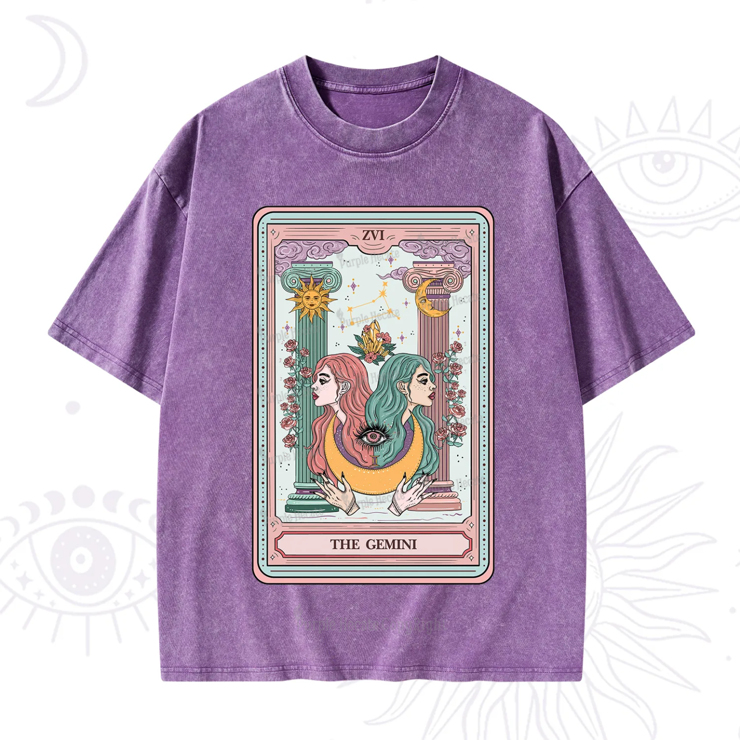 Purplehecate The Gemini Goddess Tarot Washed T-Shirt