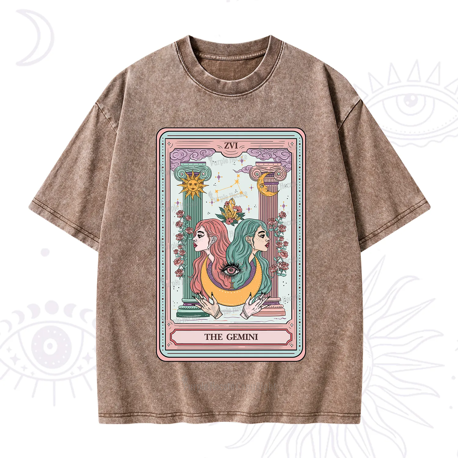 Purplehecate The Gemini Goddess Tarot Washed T-Shirt