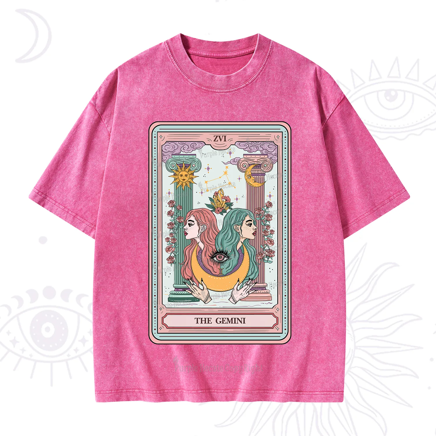 Purplehecate The Gemini Goddess Tarot Washed T-Shirt