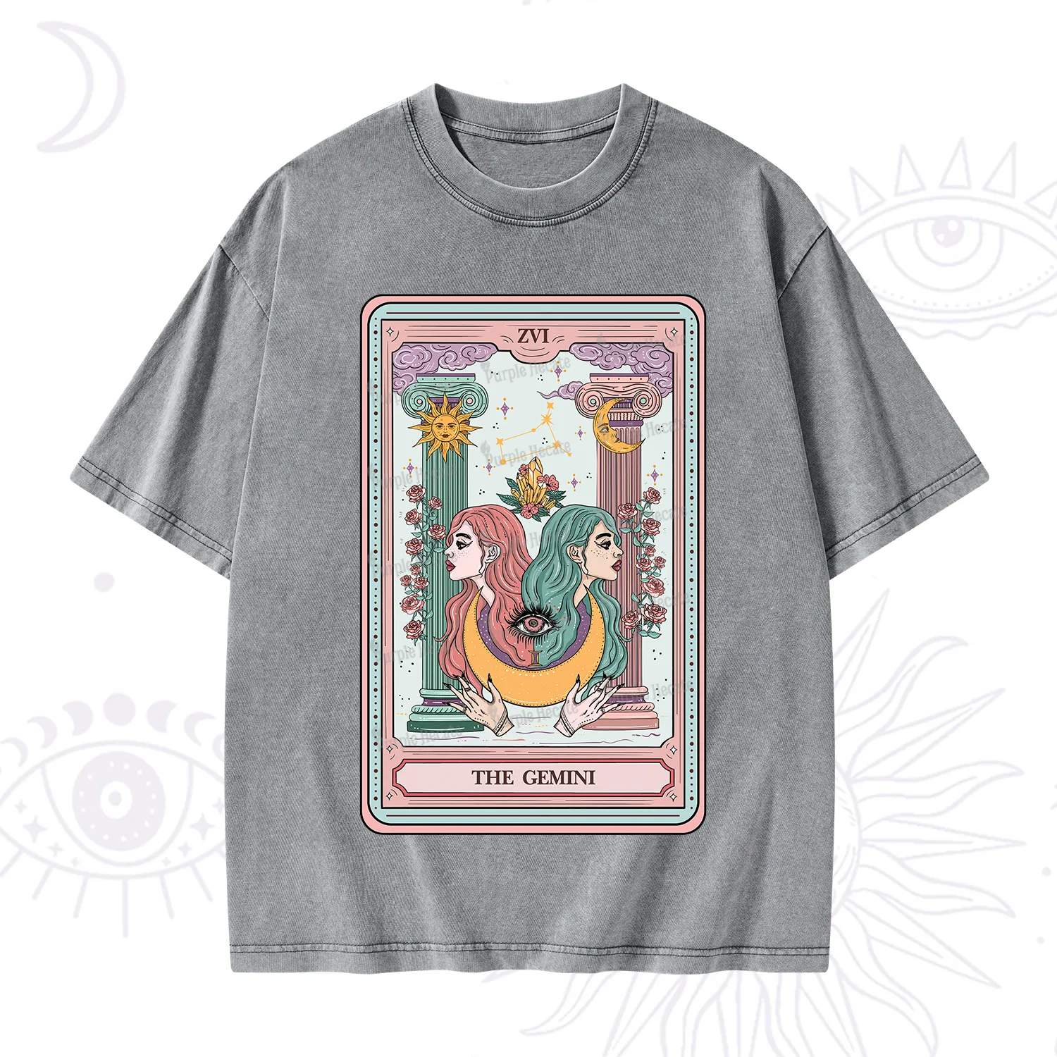 Purplehecate The Gemini Goddess Tarot Washed T-Shirt
