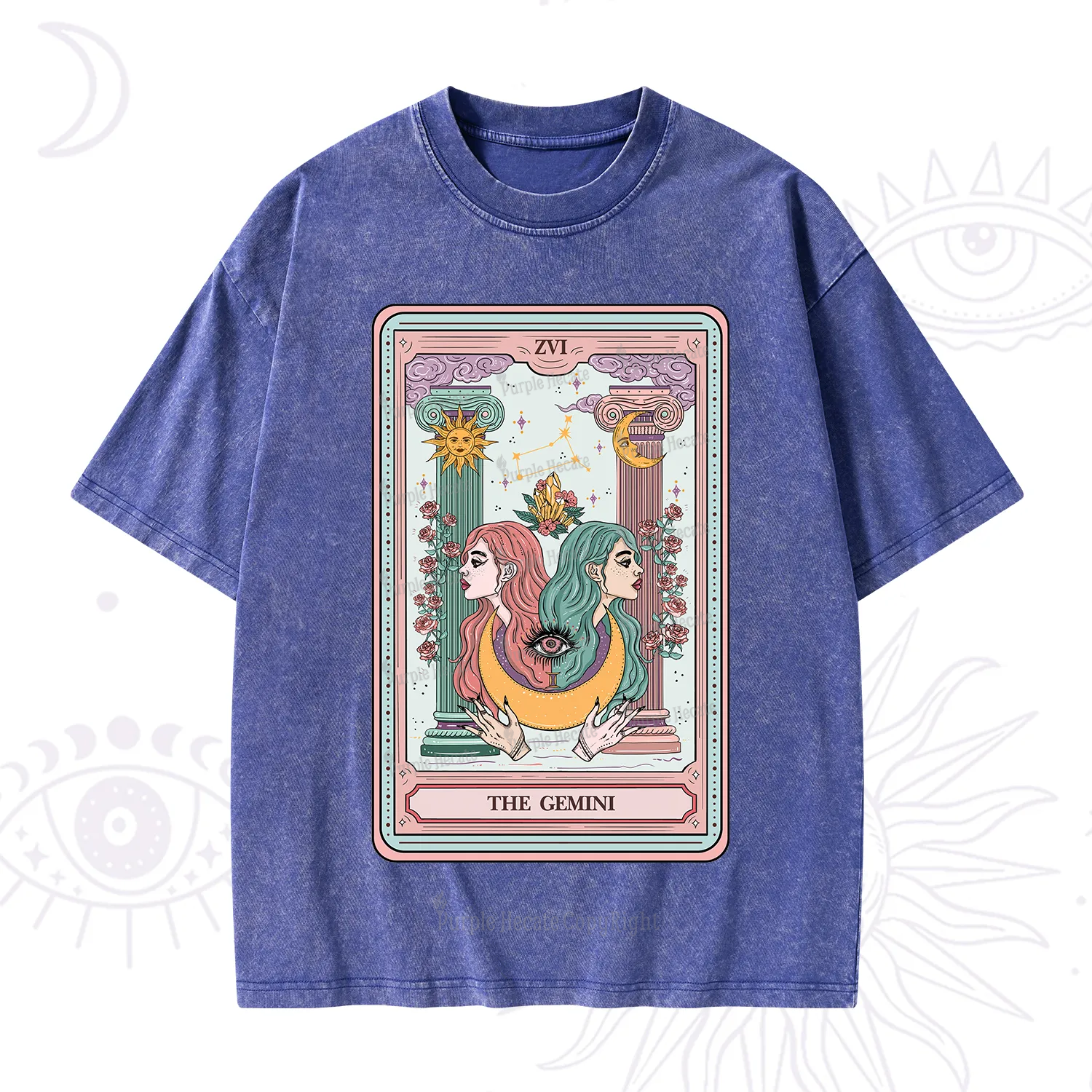 Purplehecate The Gemini Goddess Tarot Washed T-Shirt