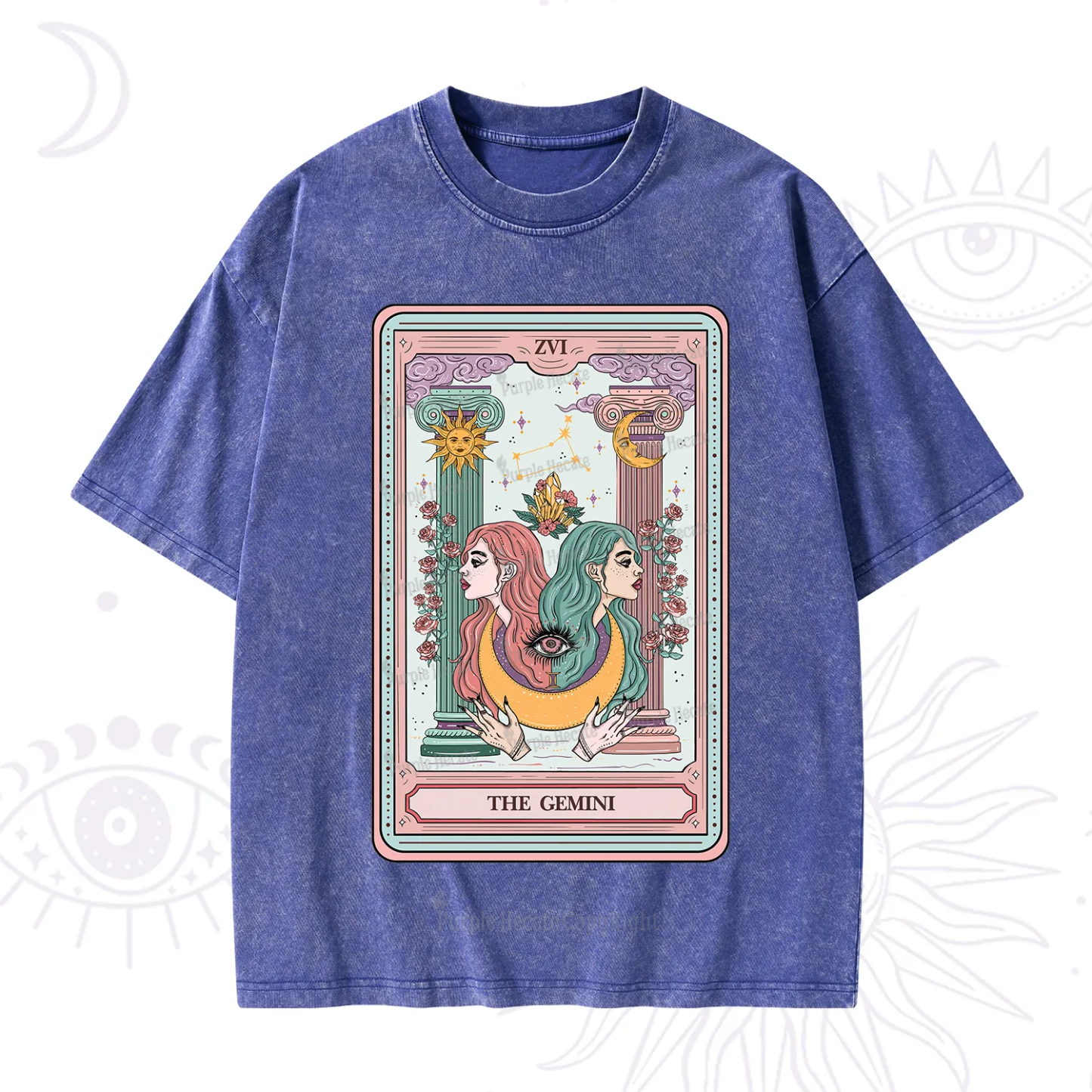 Purplehecate The Gemini Goddess Tarot Washed T-Shirt