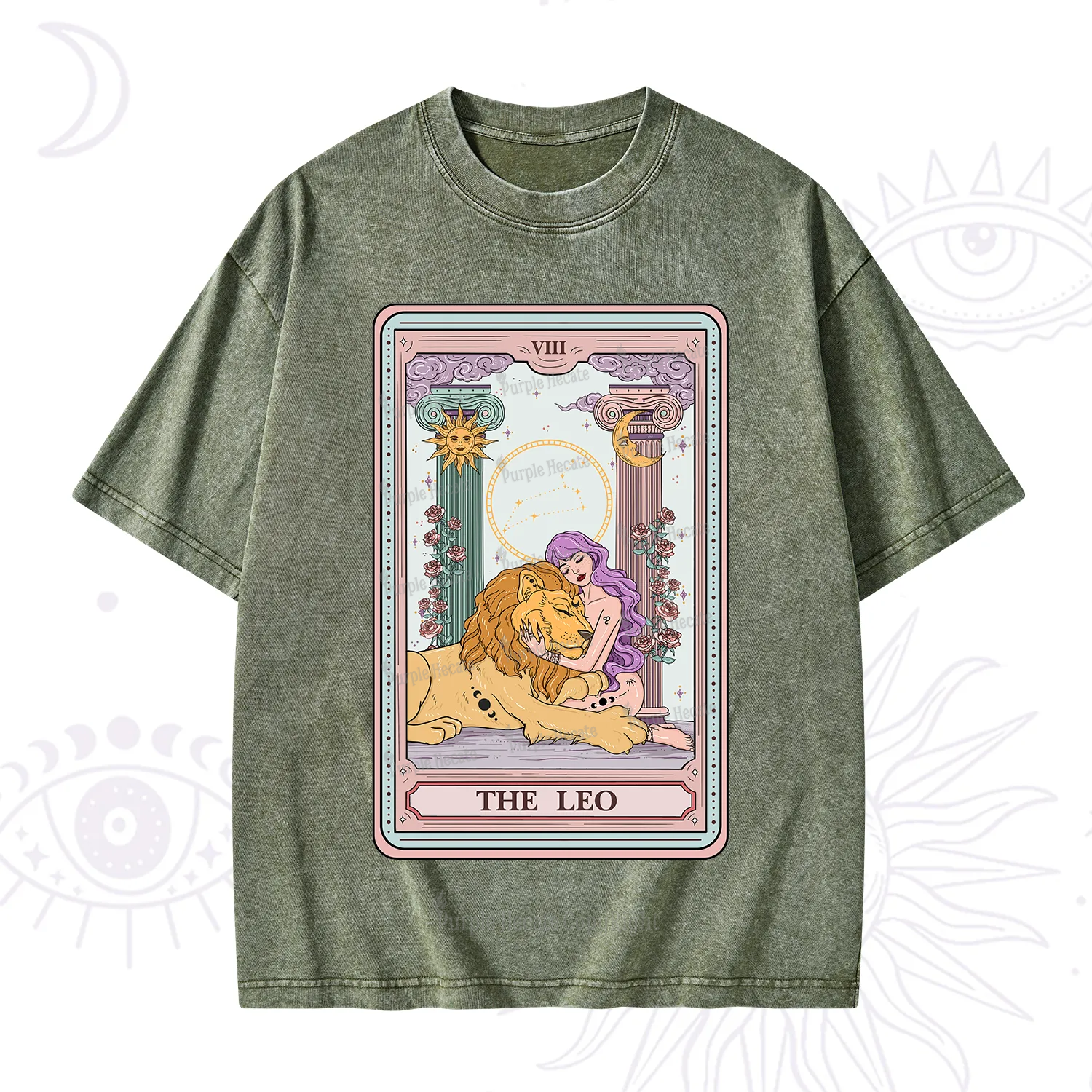 Purplehecate The Leo Goddess Tarot Washed T-Shirt