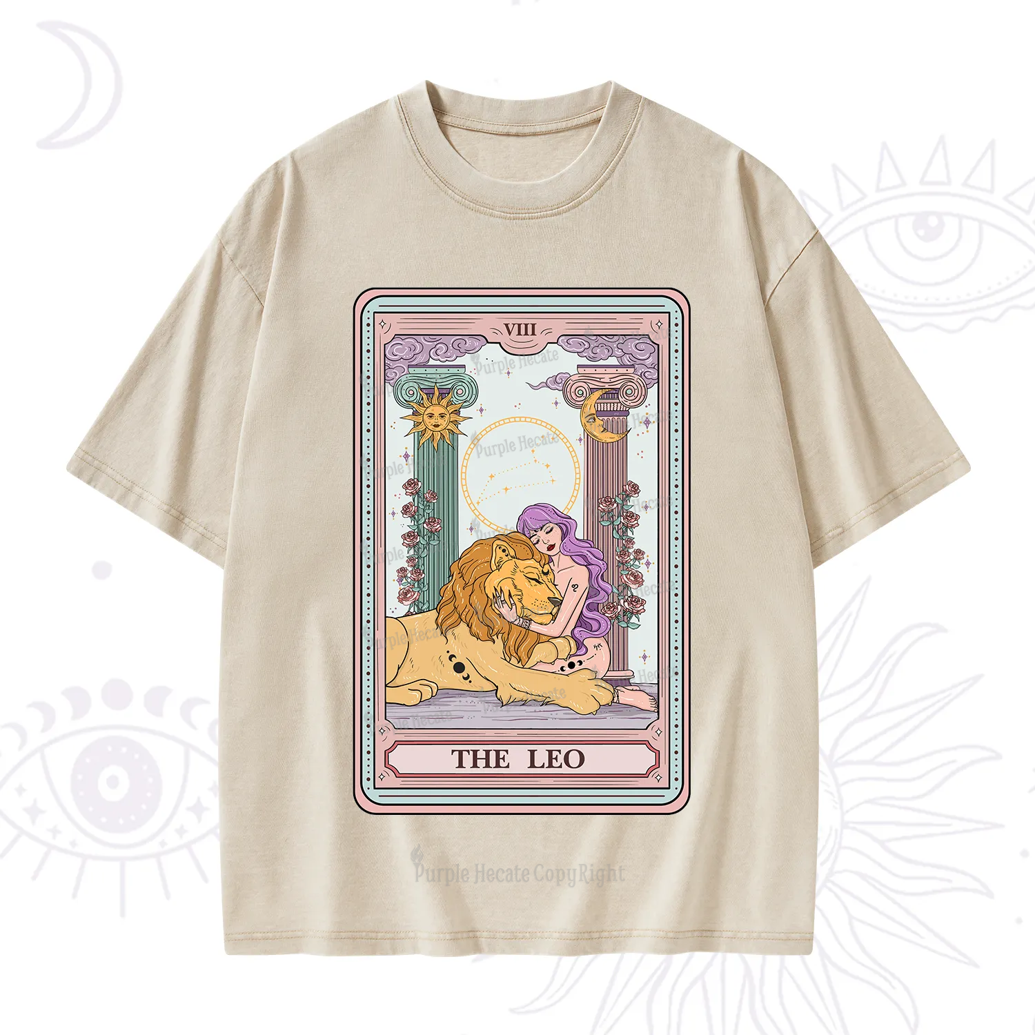 Purplehecate The Leo Goddess Tarot Washed T-Shirt