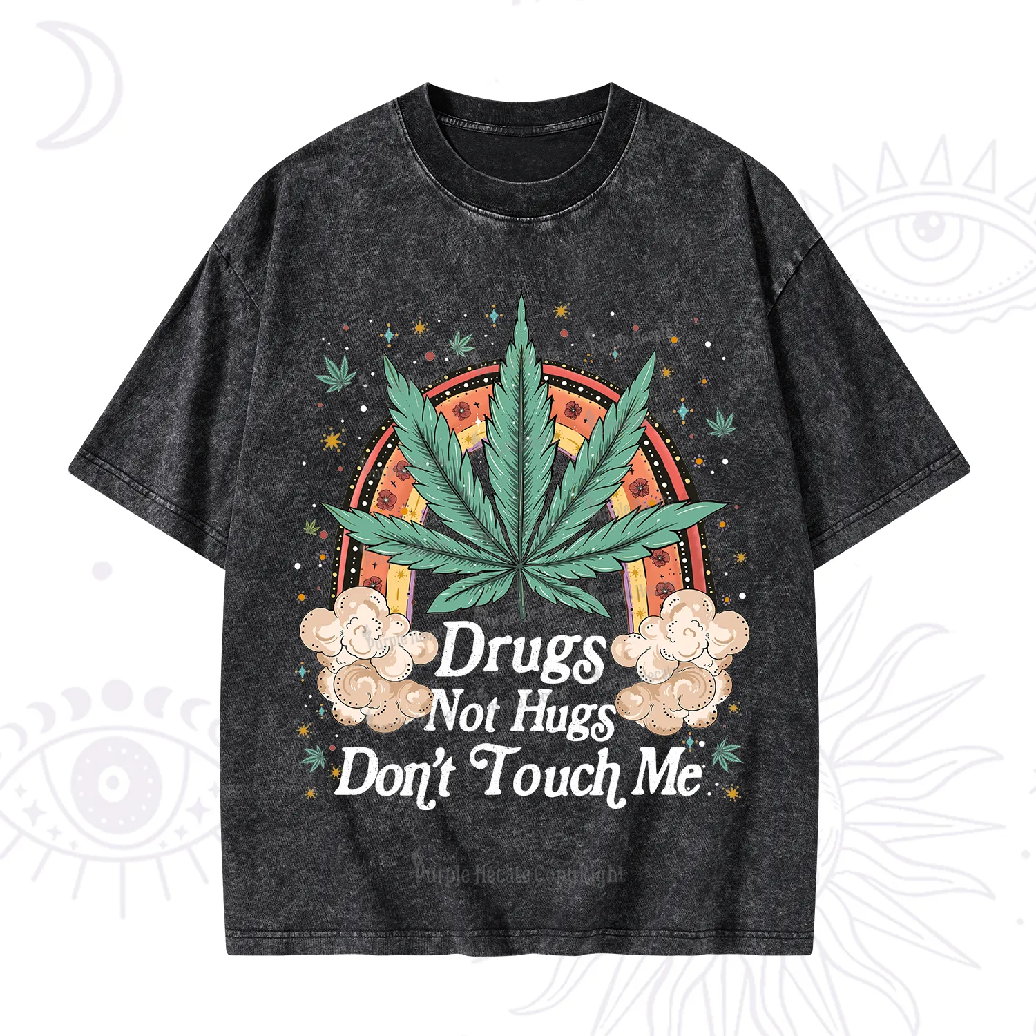 Purplehecate Drugs Not Hugs Washed T-Shirt
