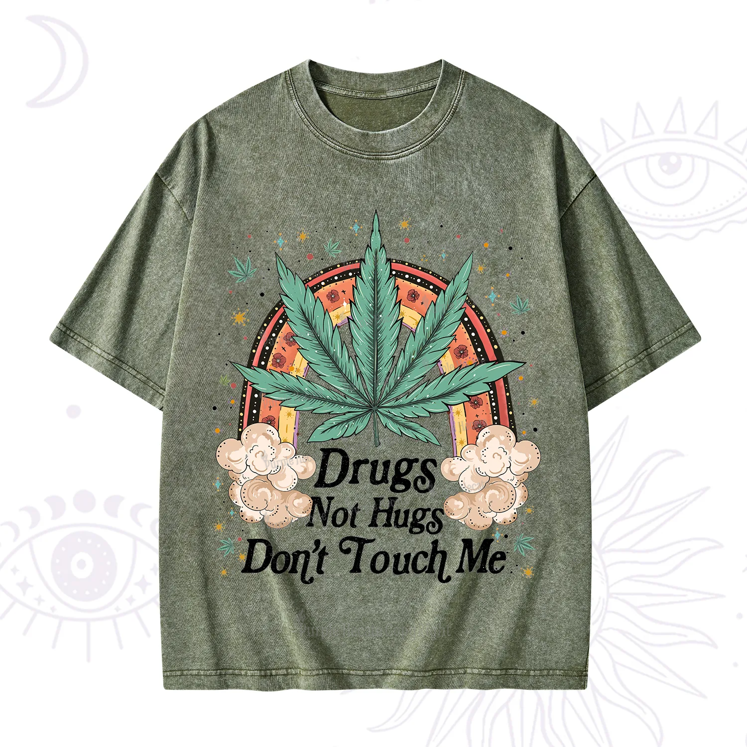 Purplehecate Drugs Not Hugs Washed T-Shirt
