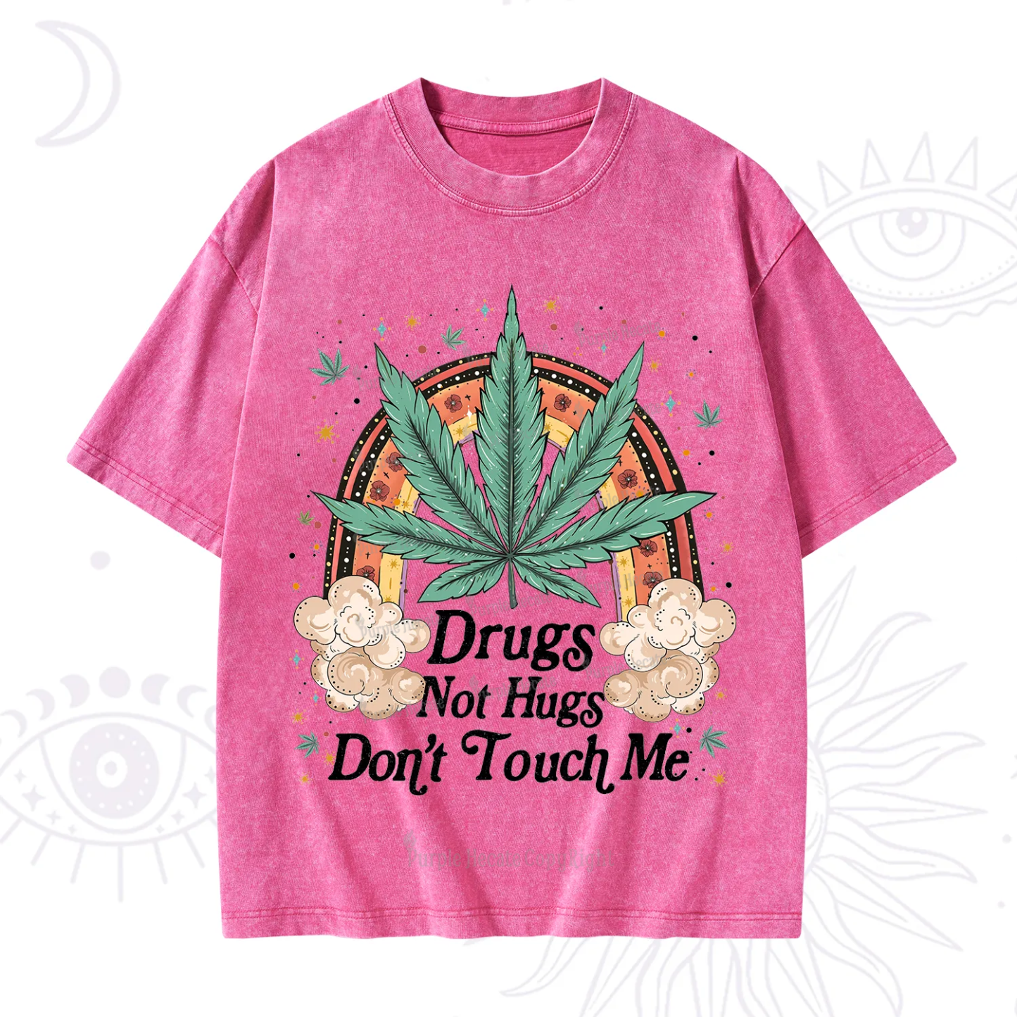 Purplehecate Drugs Not Hugs Washed T-Shirt