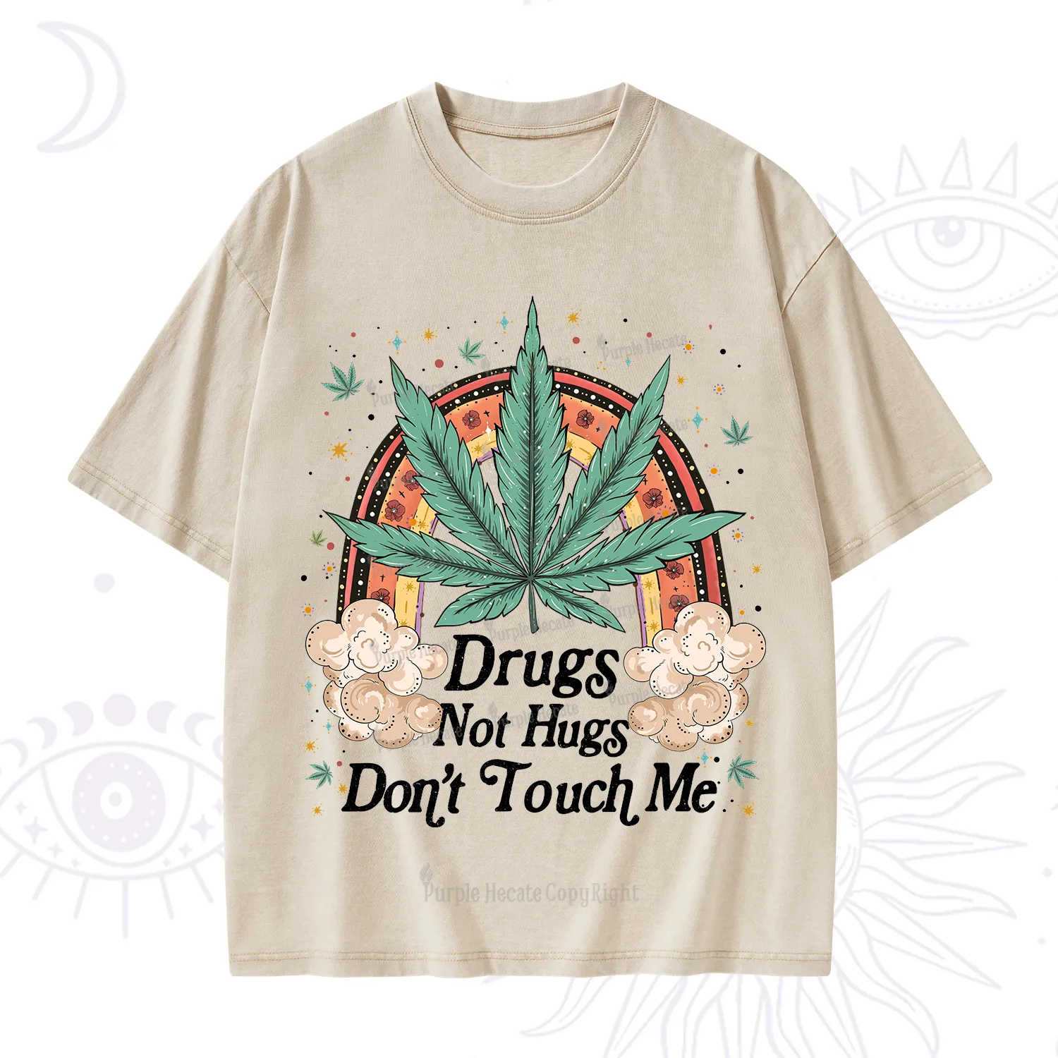 Purplehecate Drugs Not Hugs Washed T-Shirt