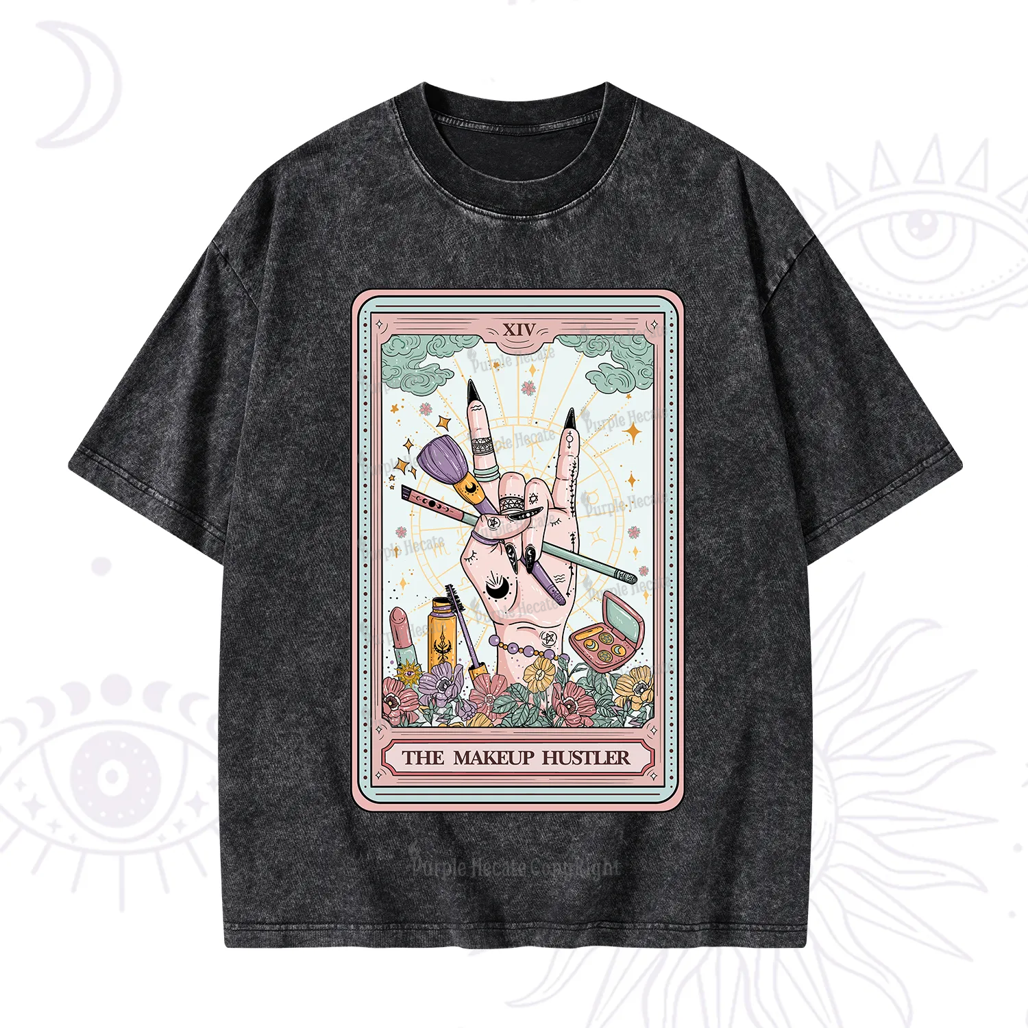Purplehecate The Makeup Hustler Tarot Washed T-Shirt