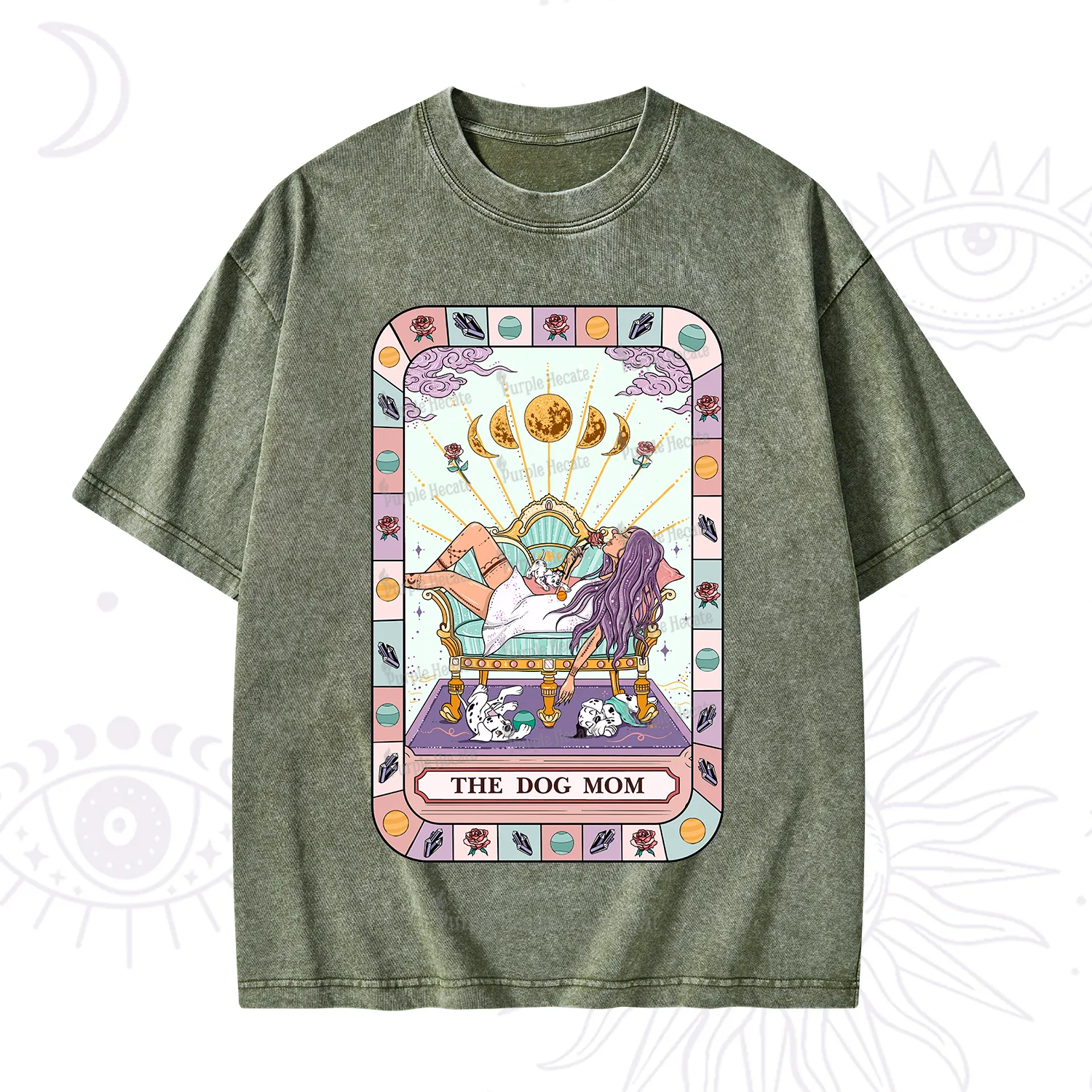 Purplehecate The Chill Dog Mom Washed T-Shirt