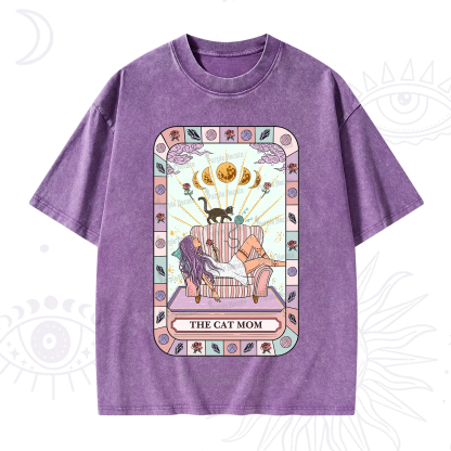 Purplehecate The Chill Cat Mom Washed T-Shirt