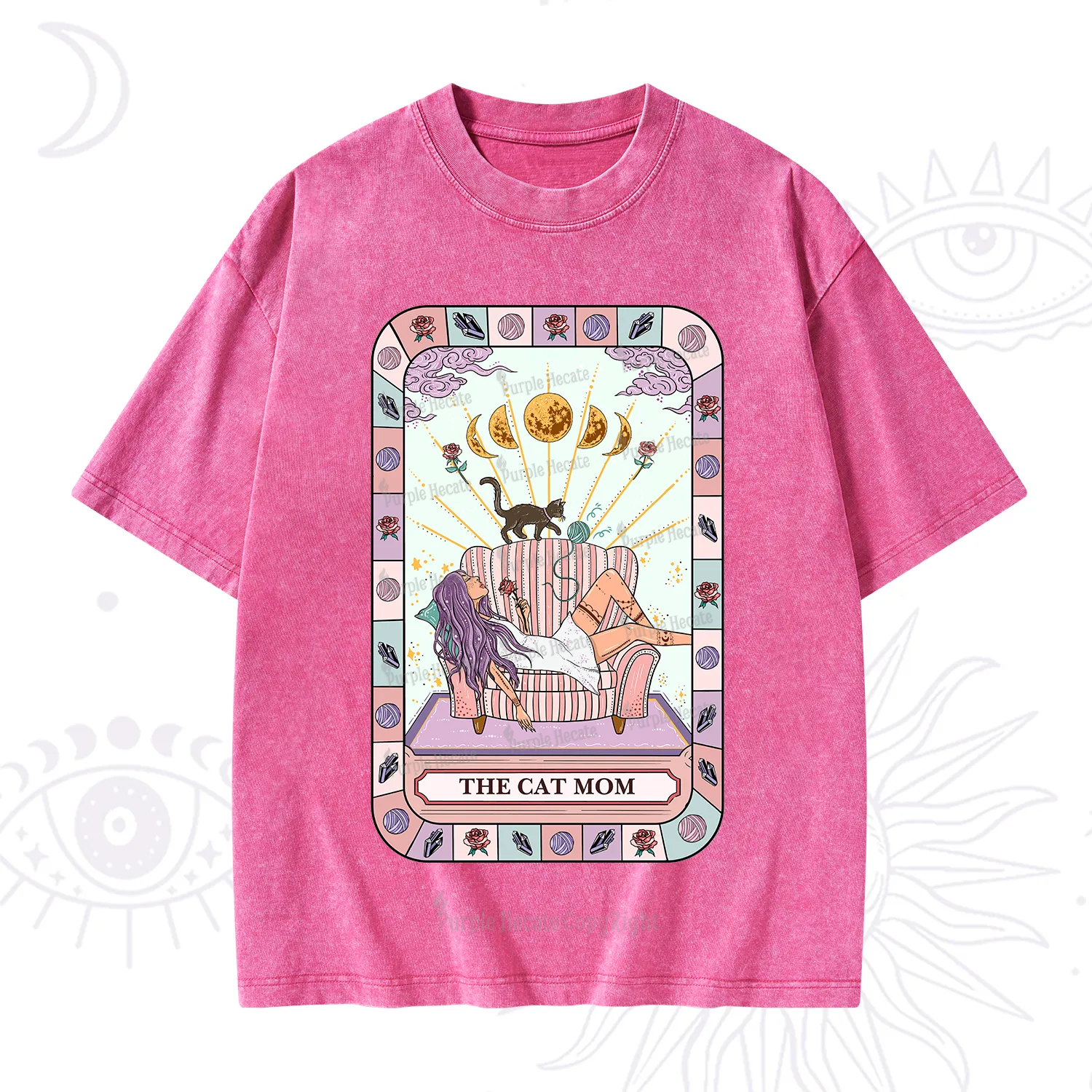 Purplehecate The Chill Cat Mom Washed T-Shirt