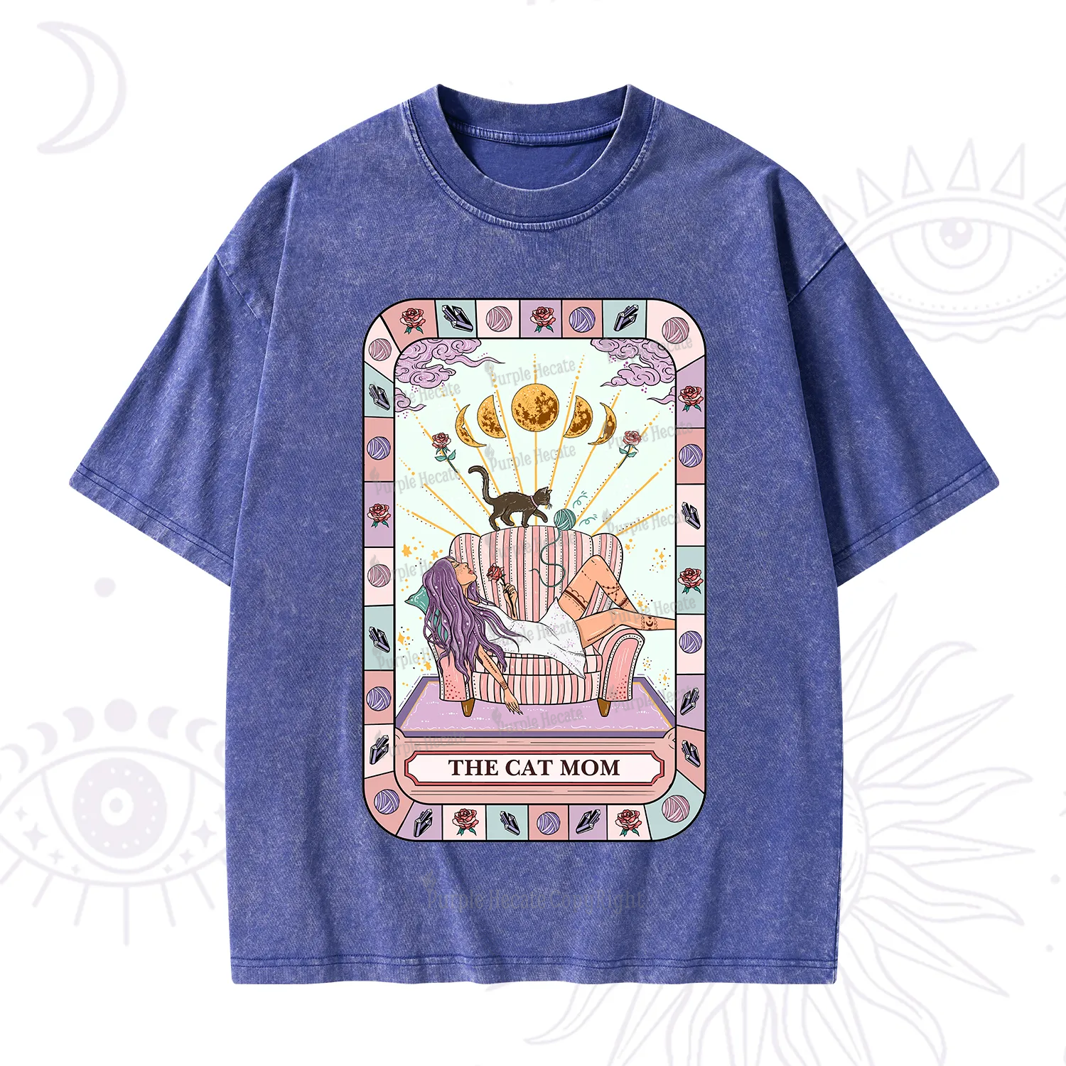 Purplehecate The Chill Cat Mom Washed T-Shirt