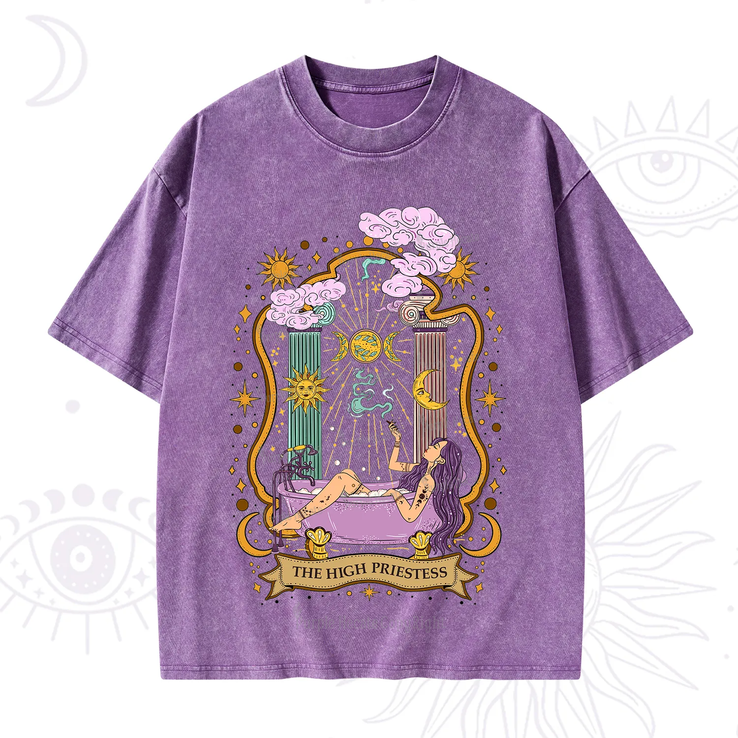 Purplehecate The High Priestess Goddess Washed T-Shirt