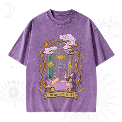 Purplehecate The High Priestess Goddess Washed T-Shirt