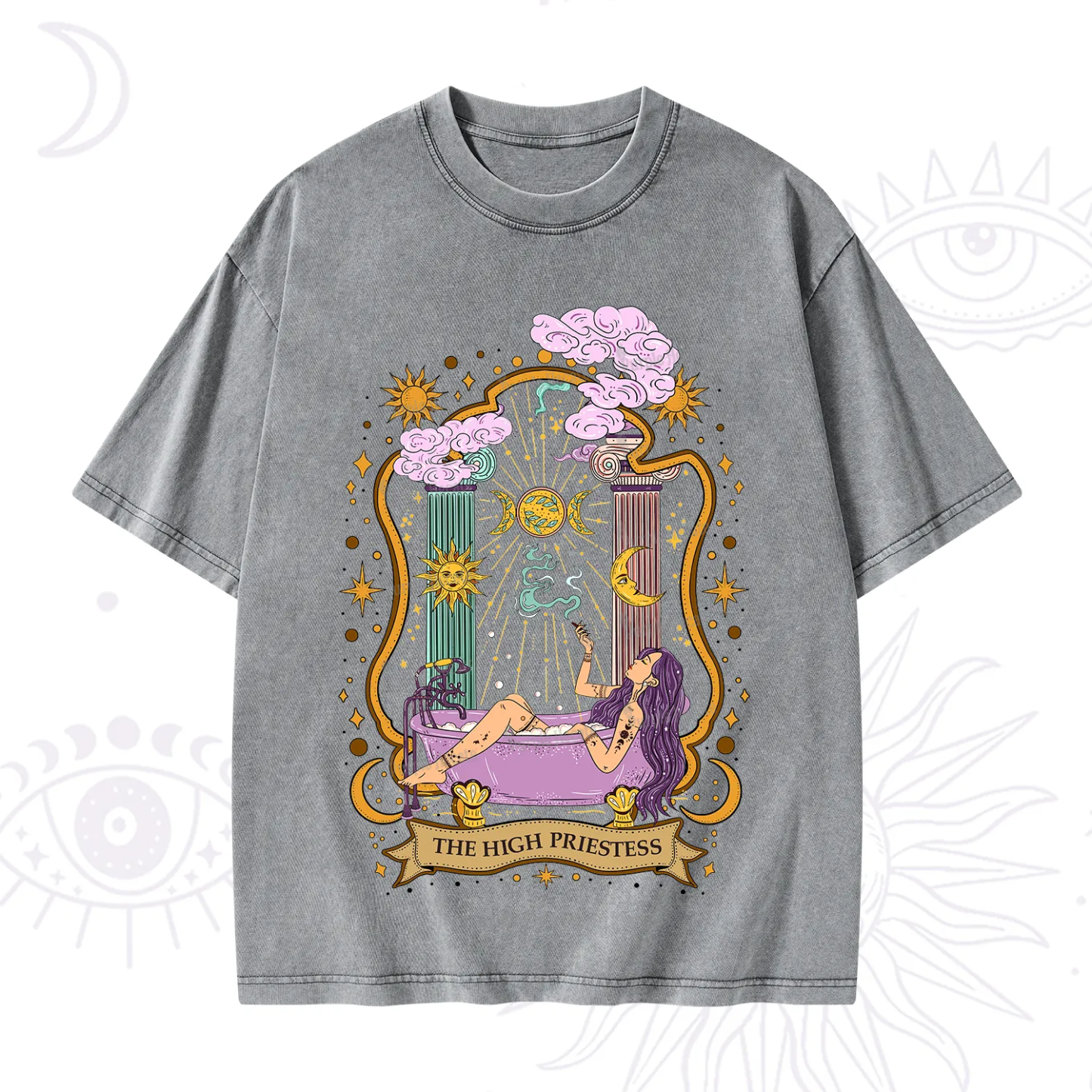 Purplehecate The High Priestess Goddess Washed T-Shirt