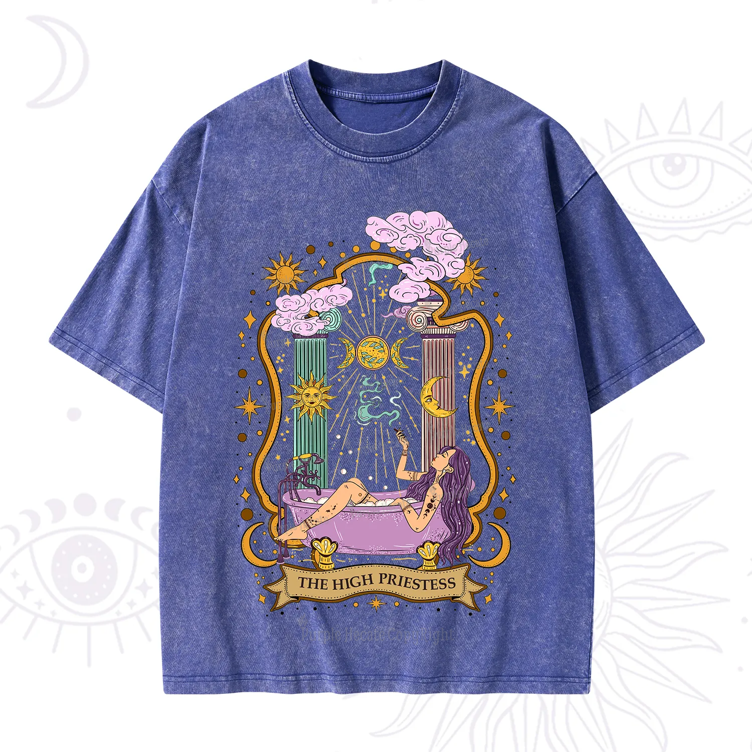 Purplehecate The High Priestess Goddess Washed T-Shirt