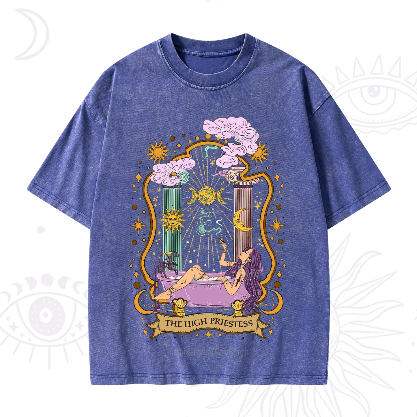 Purplehecate The High Priestess Goddess Washed T-Shirt