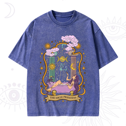 Purplehecate The High Priestess Goddess Washed T-Shirt