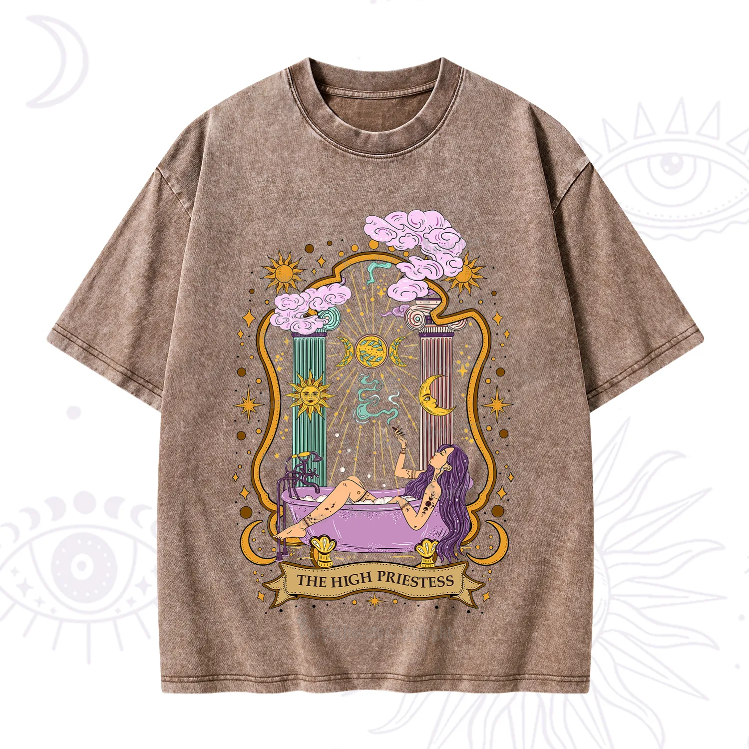 Purplehecate The High Priestess Goddess Washed T-Shirt