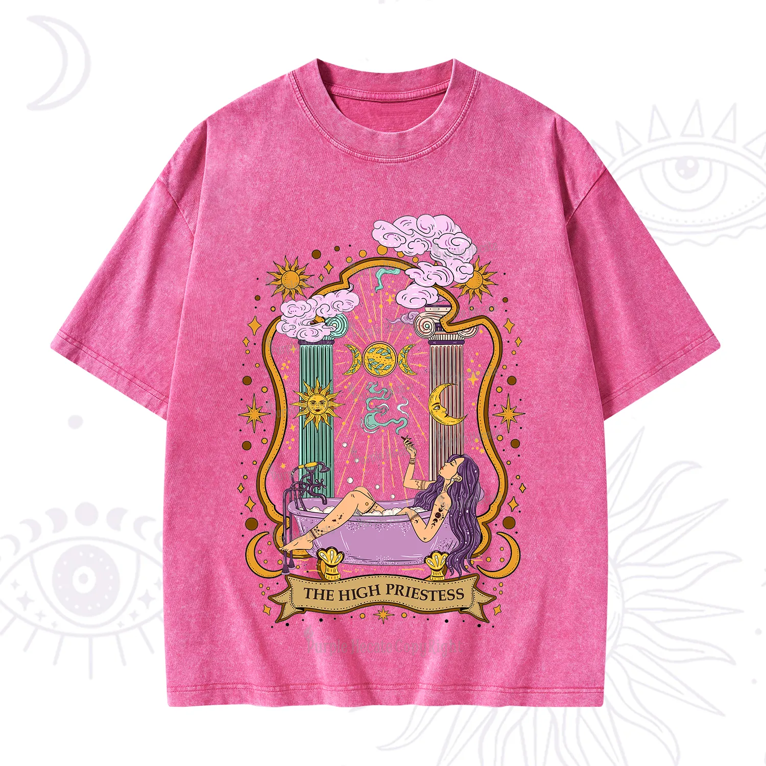 Purplehecate The High Priestess Goddess Washed T-Shirt