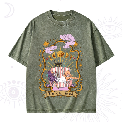 Purplehecate The Cat Mom Goddess Washed T-Shirt