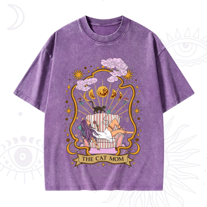 Purplehecate The Cat Mom Goddess Washed T-Shirt