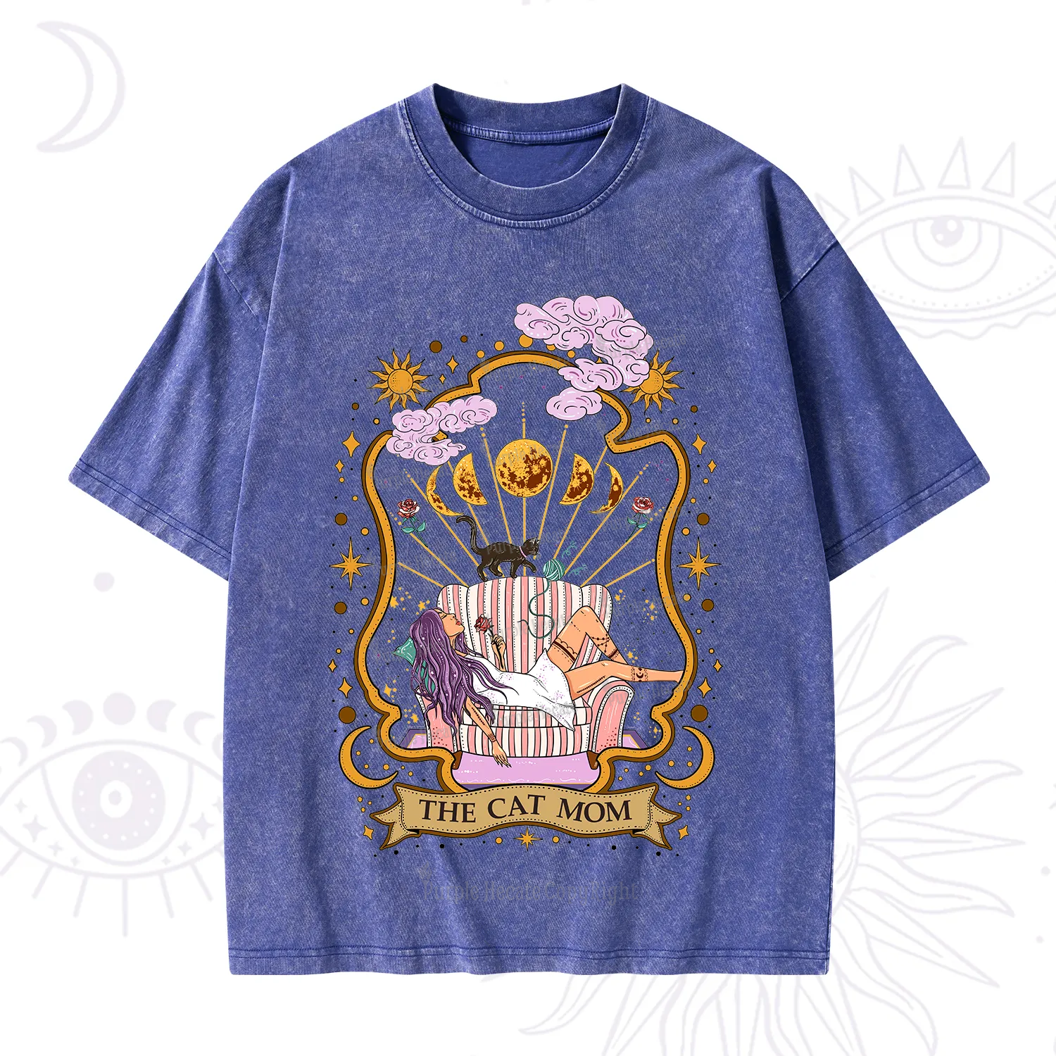 Purplehecate The Cat Mom Goddess Washed T-Shirt