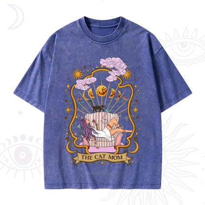 Purplehecate The Cat Mom Goddess Washed T-Shirt