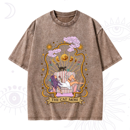 Purplehecate The Cat Mom Goddess Washed T-Shirt