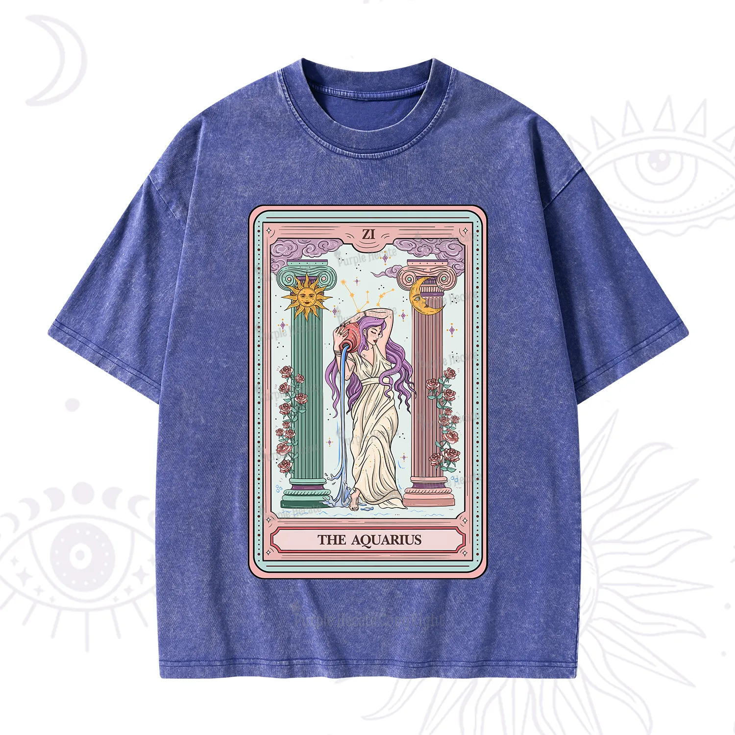 Purplehecate The Aquarius Goddess Tarot Washed T-Shirt