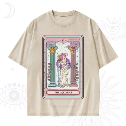 Purplehecate The Aquarius Goddess Tarot Washed T-Shirt