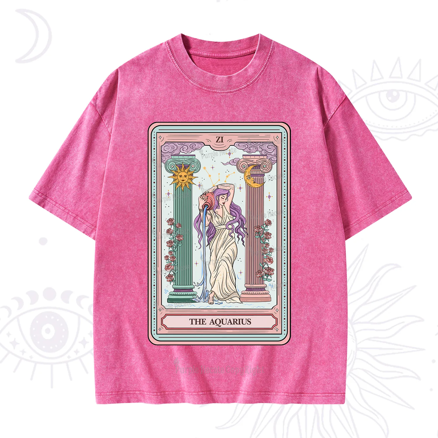 Purplehecate The Aquarius Goddess Tarot Washed T-Shirt