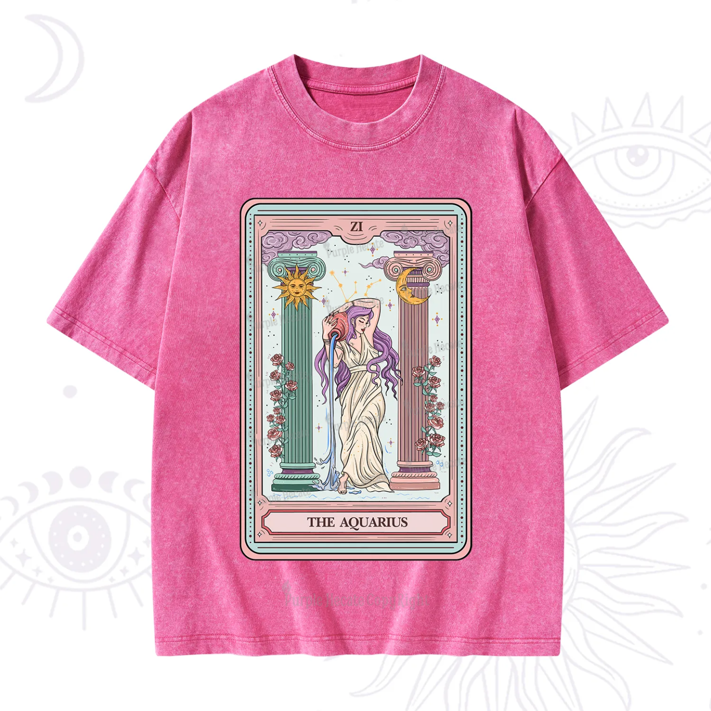 Purplehecate The Aquarius Goddess Tarot Washed T-Shirt
